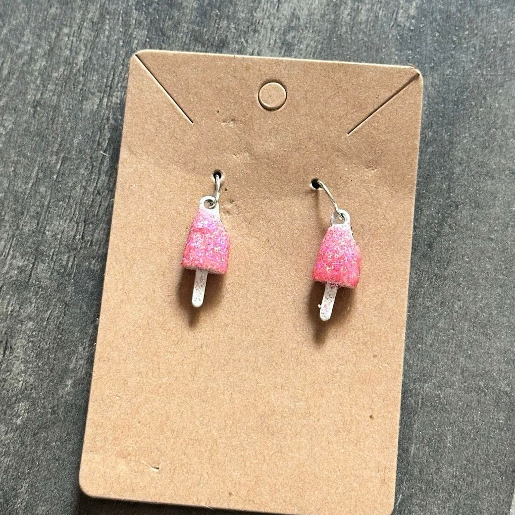 Other pink sparkly glittler popsicle dangly earrings Size ONE SIZE - 1 Thumbnail