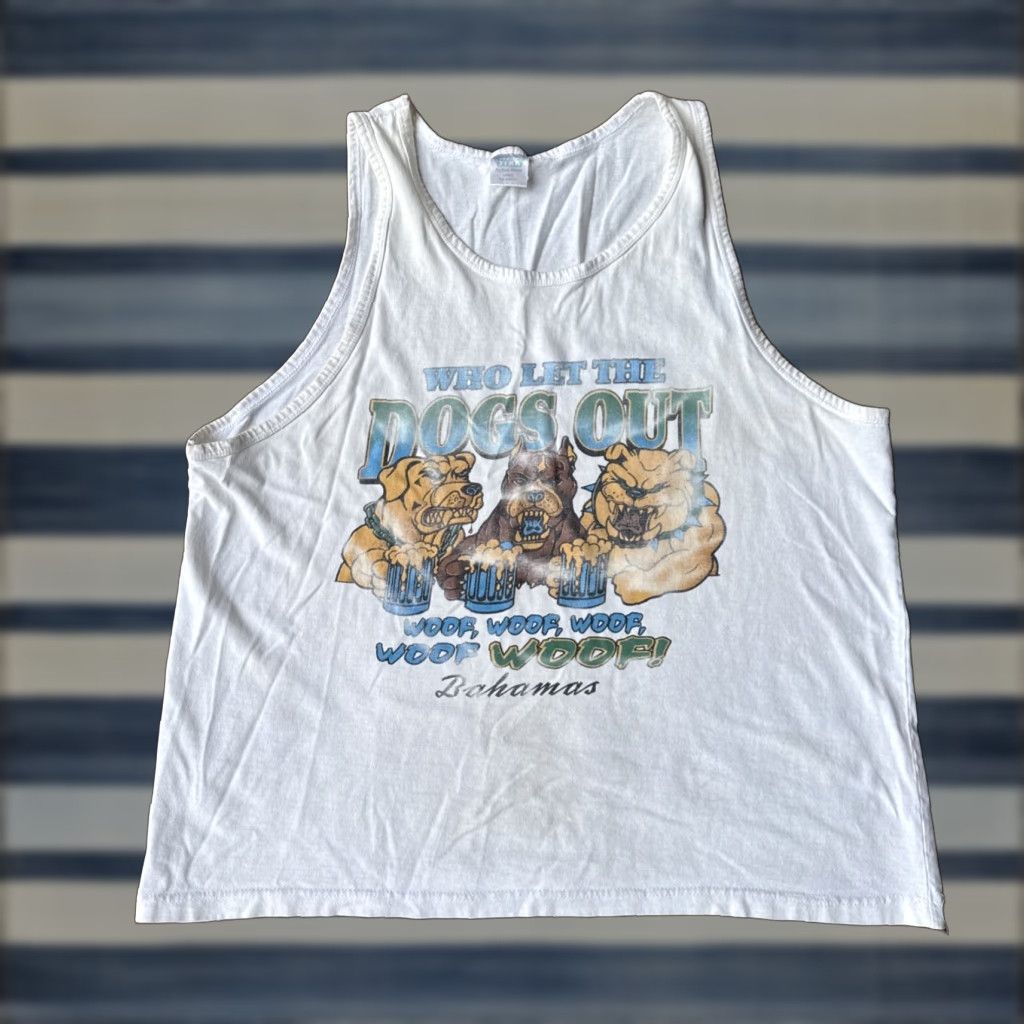 Cottweiler VINTAGE Bahamas Rottweiler Beer 90s Who Let The Dogs Out Shirt Large White Cotton T-Shirt Men Size US L / EU 52-54 / 3 - 1 Thumbnail