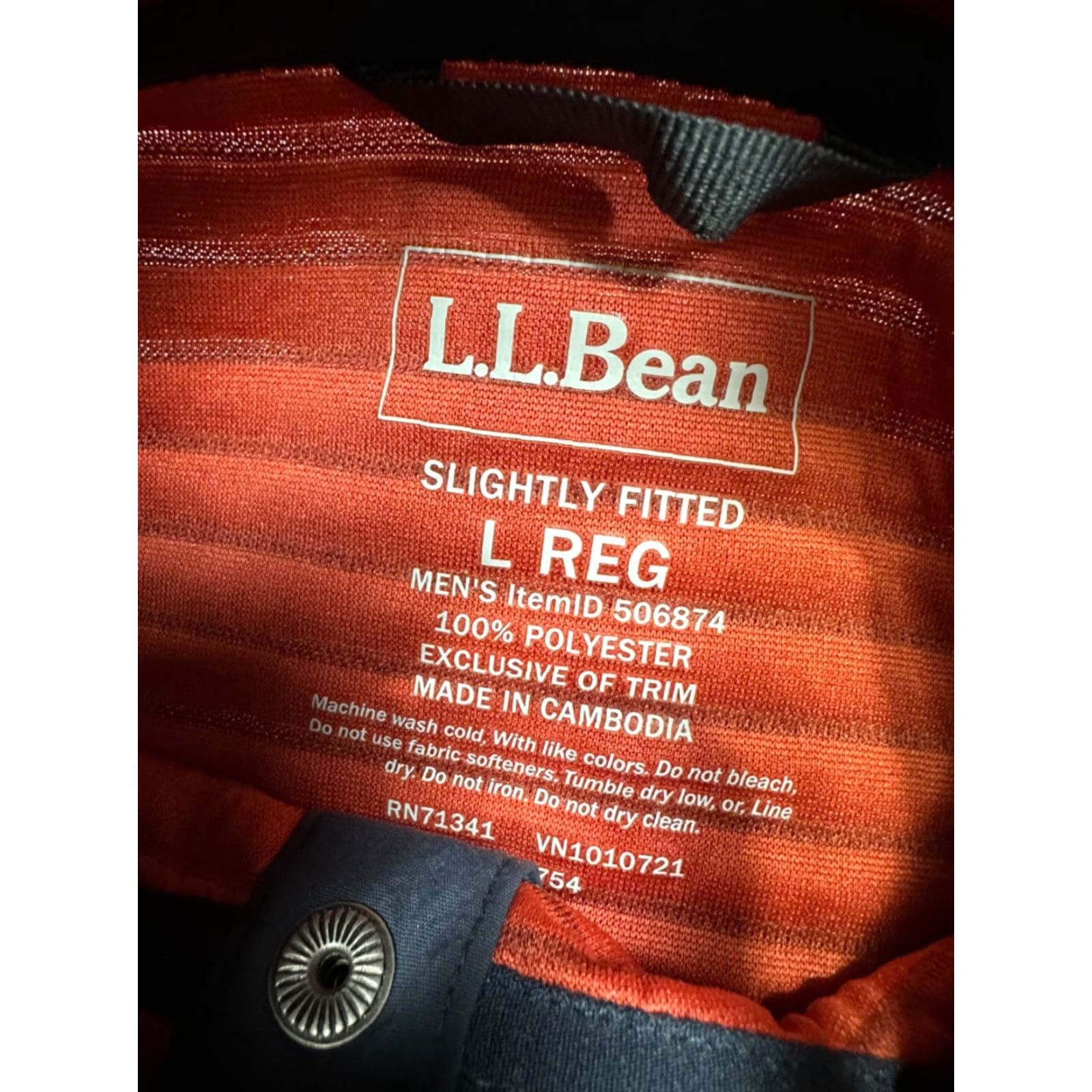 Vintage L.L. Bean Men Long Sleeve Pullover Snap Activewear Top Sz L Orange Burnt Orange Reg Pullover Casual Activewear Mens Size US L / EU 52-54 / 3 - 5 Thumbnail