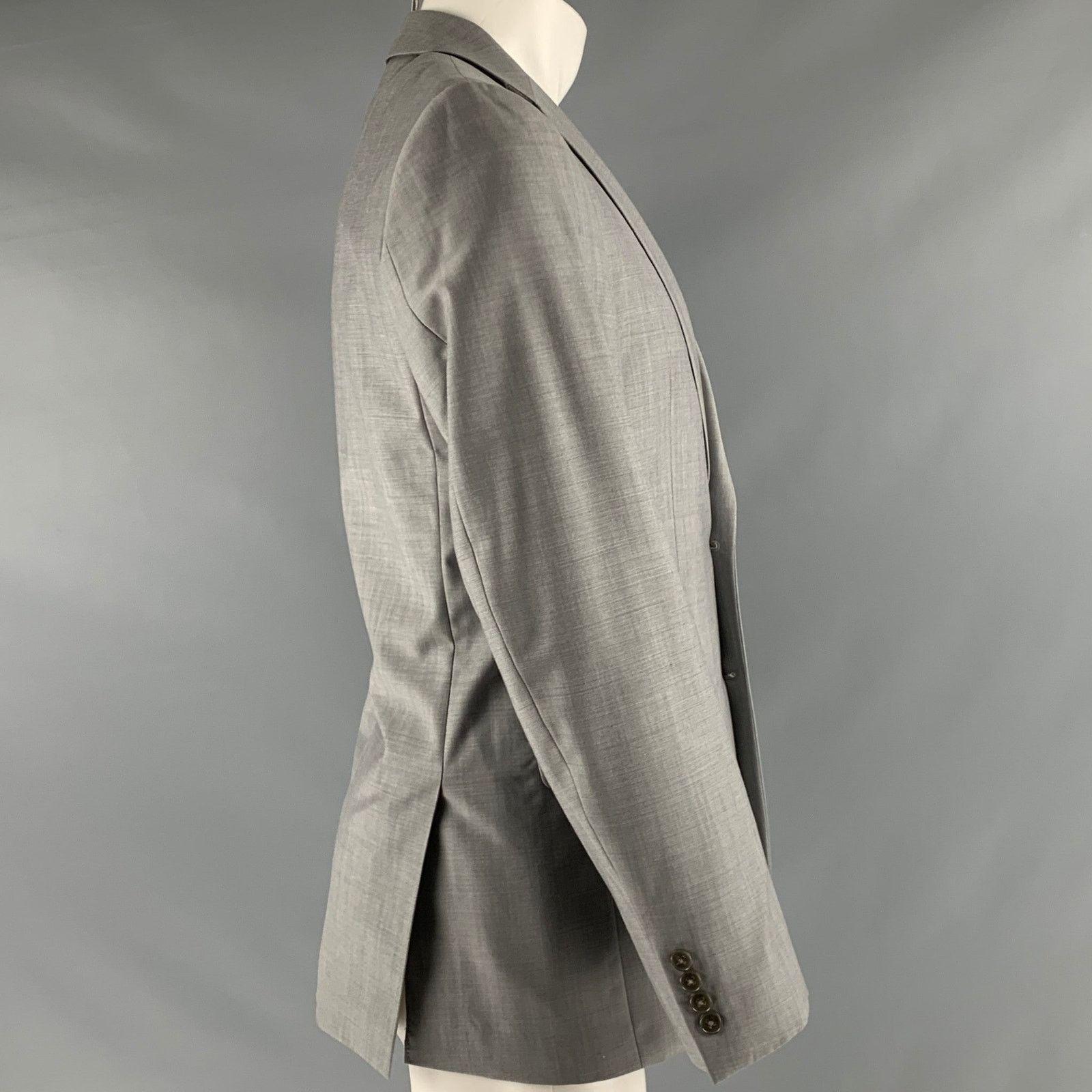 Calvin Klein CALVIN KLEIN Size 38 Grey Wool Notch Lapel Sport Coat Size 38R - 2 Thumbnail