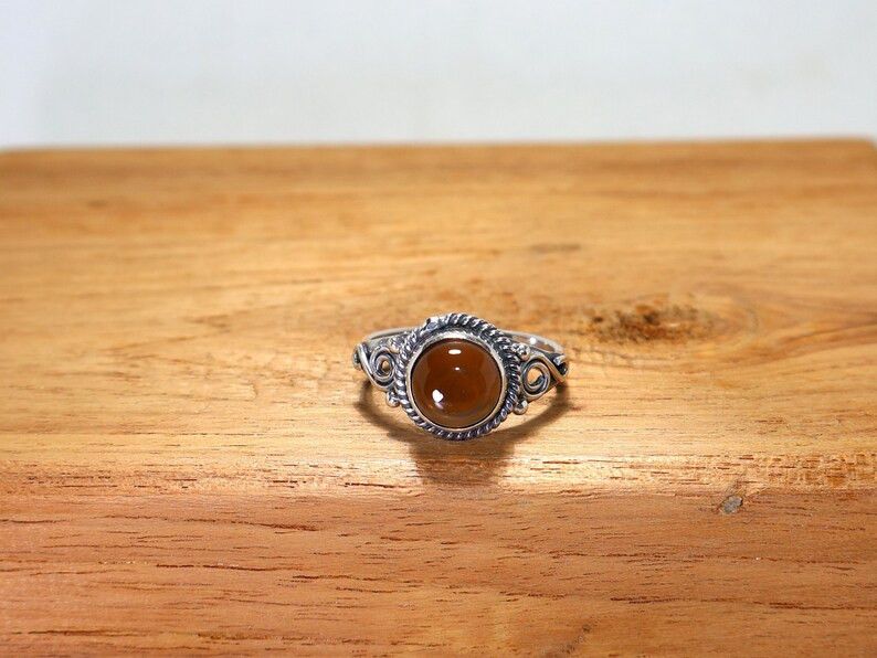 Handmade Smoky Quartz Ring, Handmade Sterling Silver Promise Ring Size ONE SIZE - 1 Thumbnail