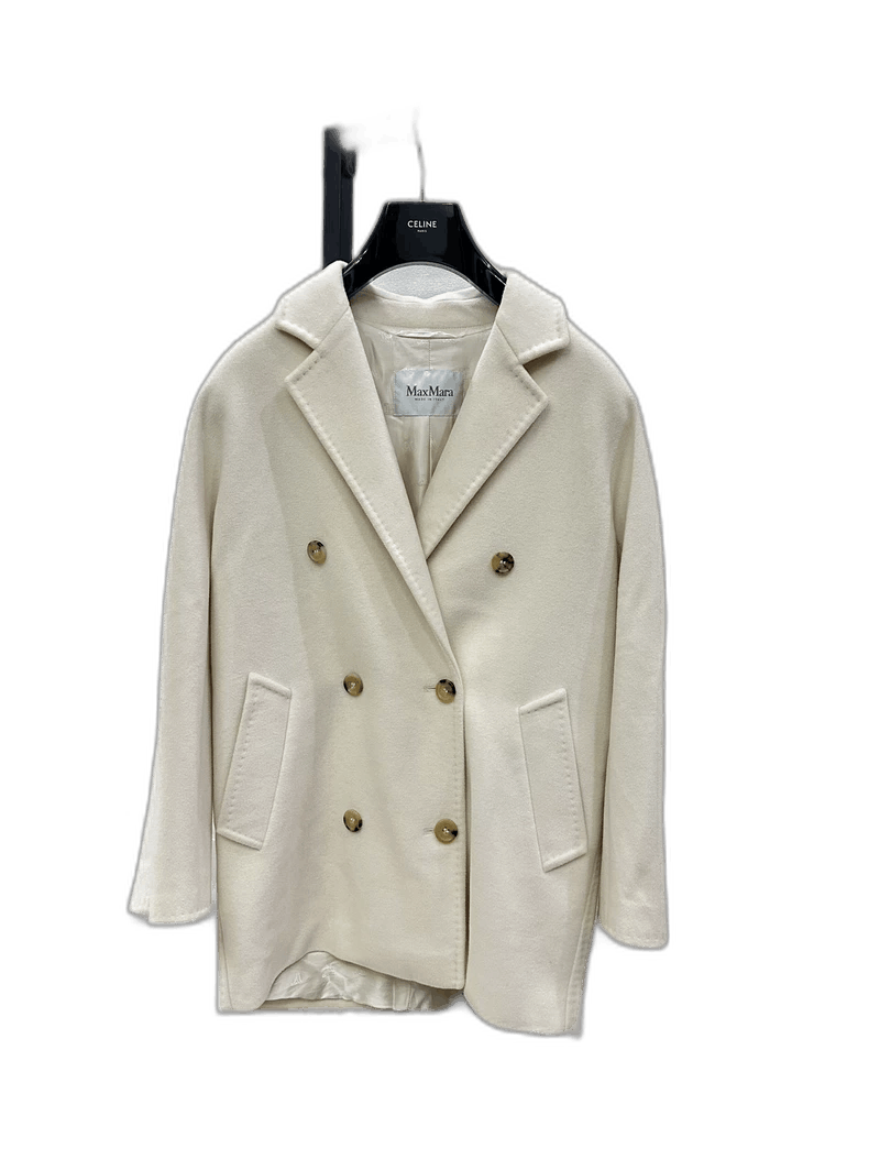 Max Mara Maxmara White 1801 Short Coat Size L / US 10 / IT 46 - 1 Thumbnail
