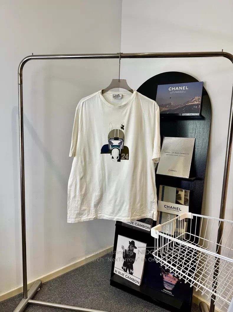 Hermes Hermes Cartoon Pattern Printed Short Sleeve T-Shirt, White Size US XXL / EU 58 / 5 - 1 Thumbnail