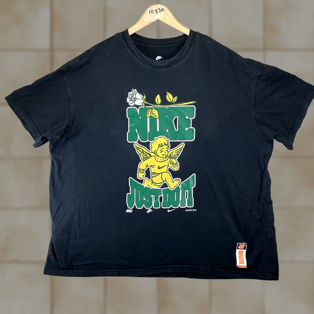 Nike Nike Cupid Loose Fit T Shirt 2XL Black Cotton Crew Short Sleeve Logo Graphic Print Retro Swoosh Mens Size US XXL / EU 58 / 5 - 1 Thumbnail
