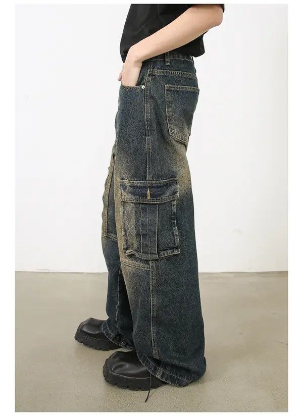 Japanese Brand Honjoh x Fuka Washed distressed multi-pocket cargo jeans Size US 32 / EU 48 - 5 Thumbnail