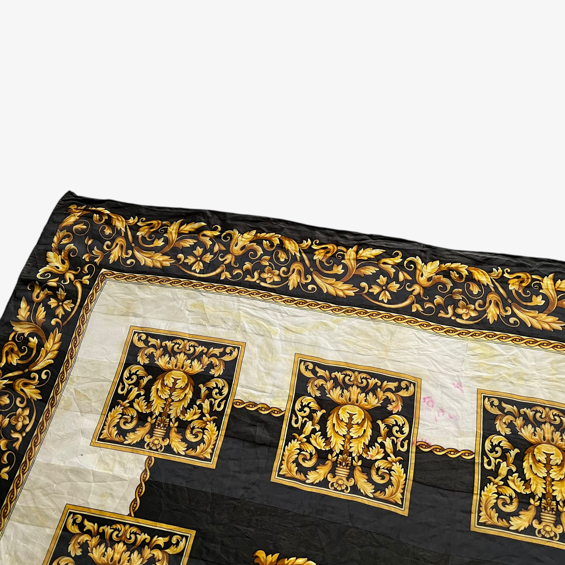 Balenciaga Vintage 90s Balenciaga Paris Checkered Baroque Silk Scarf Size ONE SIZE - 4 Thumbnail