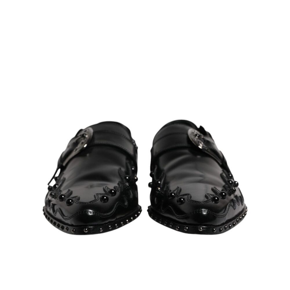 Dolce & Gabbana Dolce & Gabbana Black Embellished Derby Monk Strap Shoes Size US 11 / EU 44 - 2 Thumbnail