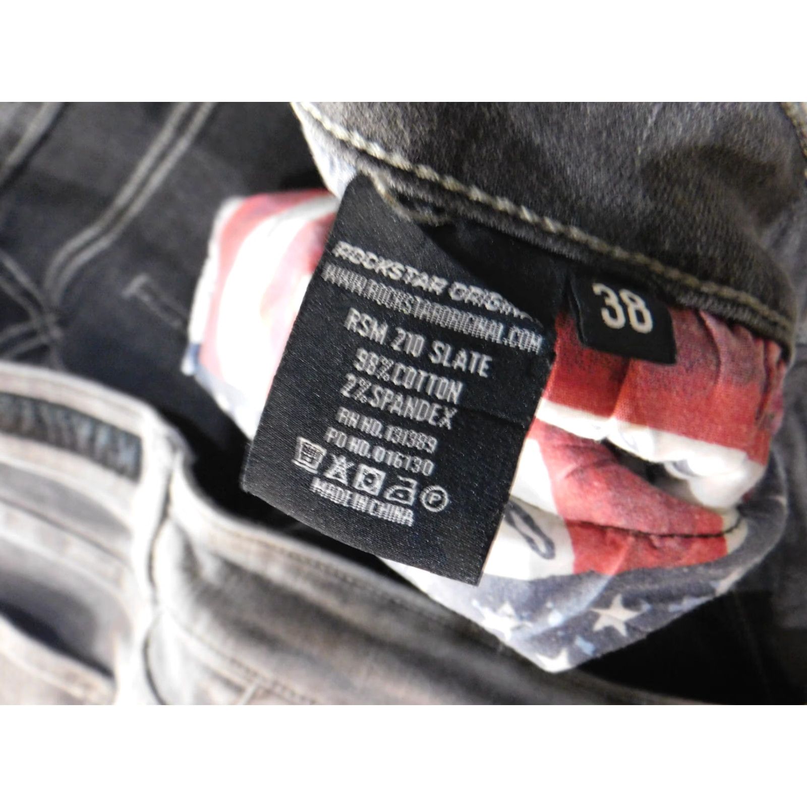 Vintage Rockstar Jeans Mens 38x33 Gray Denim Straight Pockets zipper Mid Rise Regular Fit 33in Inseam Size US 38 / EU 54 - 7 Thumbnail
