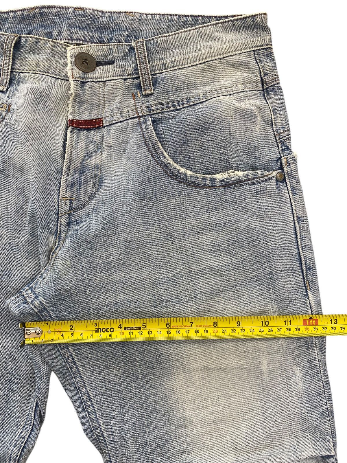 Japanese Brand Japanese Brand Light Wash Distressed Style Wide Leg Cut Size US 34 / EU 50 - 7 Thumbnail