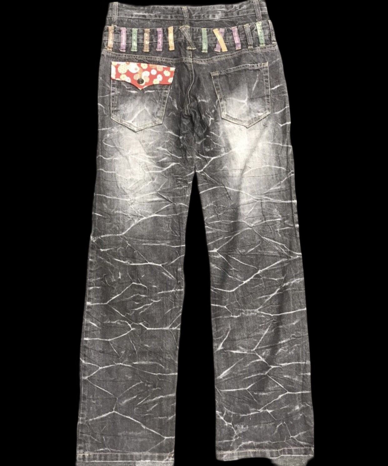 Japanese Brand Double Waist🔥Nylaus Thunderous Fades Distressed Jeans Size US 32 / EU 48 - 2 Thumbnail