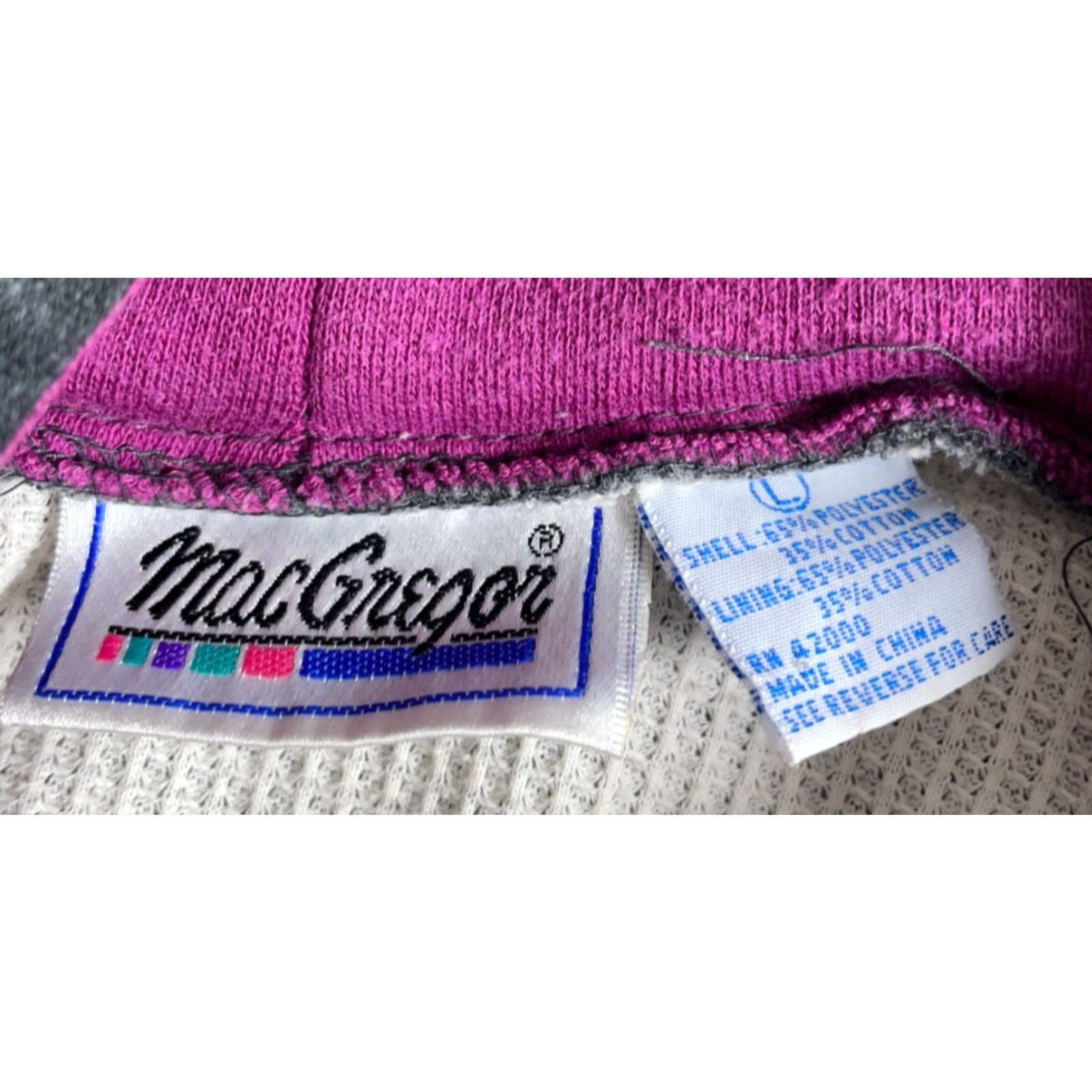 McGregor VINTAGE MacGregor Hoodie Men's Large Gray Thermal Lined Heavyweight Pullover Sweatshirt 90s Retro Size US L / EU 52-54 / 3 - 3 Thumbnail