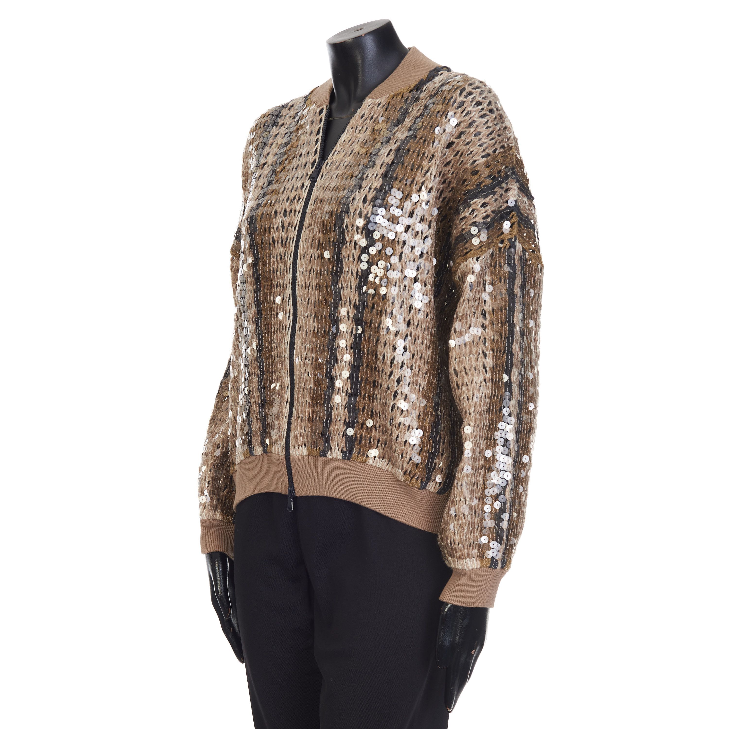 Brunello Cucinelli Stripe Embroidery Bomber Jacket - Jute & Cotton Size M / US 6-8 / IT 42-44 - 6 Thumbnail