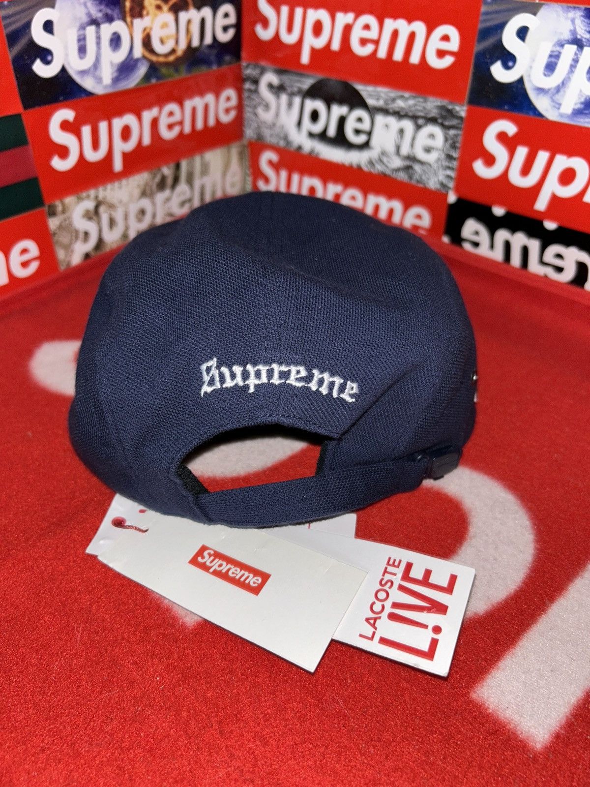 Supreme Supreme x Lacoste Piqué Navy Camp Cap SS17 NEW WITH TAGS Size ONE SIZE - 3 Thumbnail