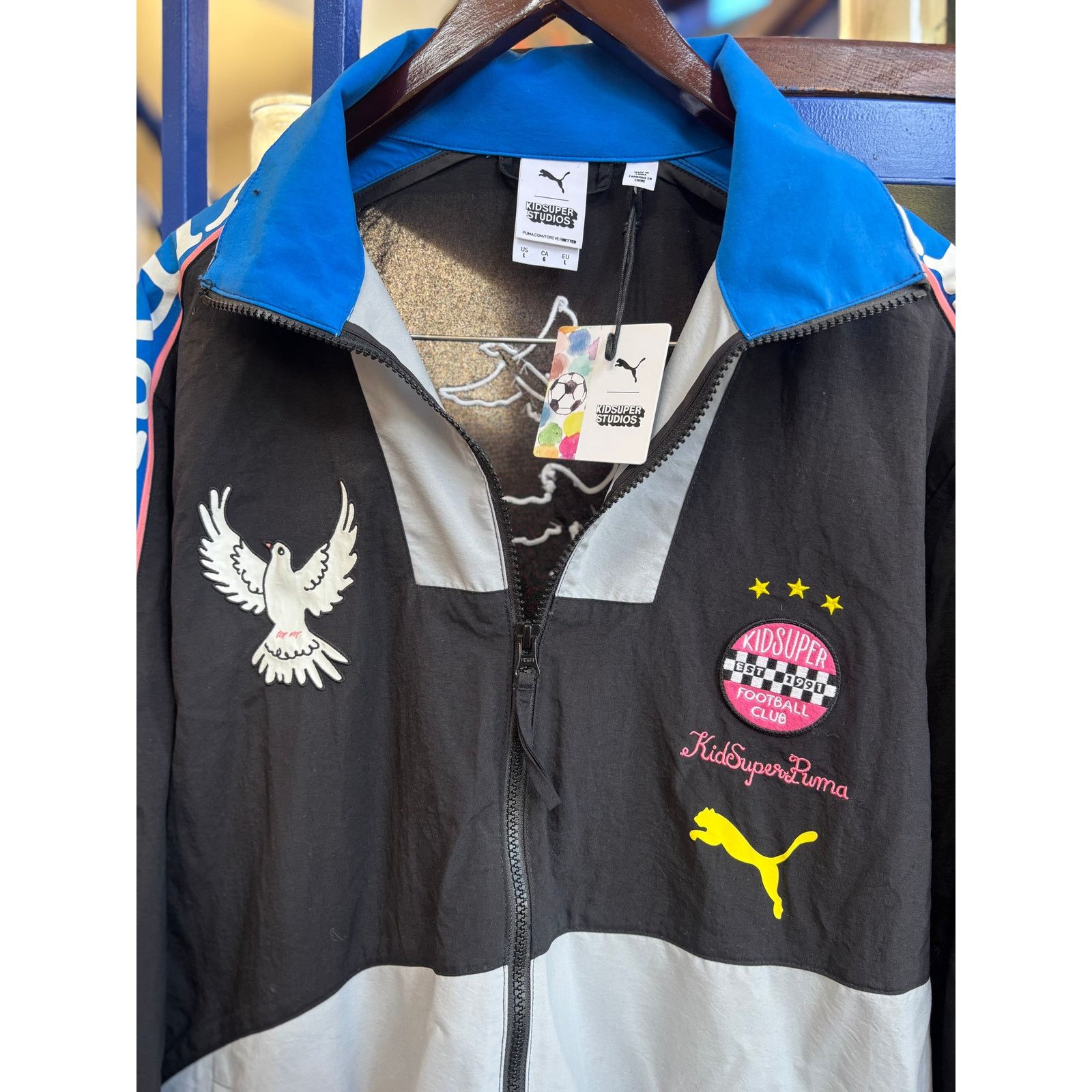 Puma Puma x KidSuper Studios Track Jacket Black Blue Size L (NWT) Size US L / EU 52-54 / 3 - 3 Thumbnail
