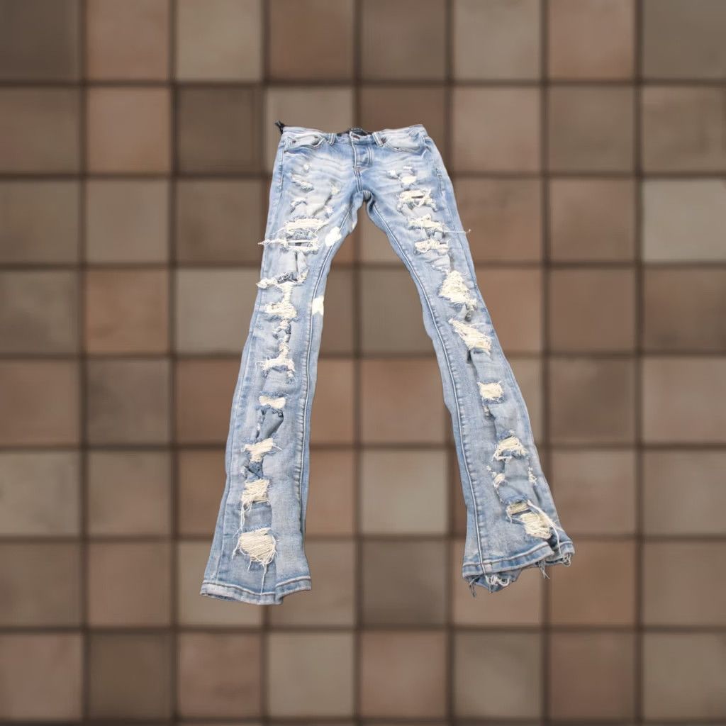 Denime Valabasas Jeans Womens 30 Blue Denim Stretch Casual Skinny Distressed Jeans (5-Pocket) Regular Inseam 34in Mens? Size 28" / US 6 / IT 42 - 1 Thumbnail