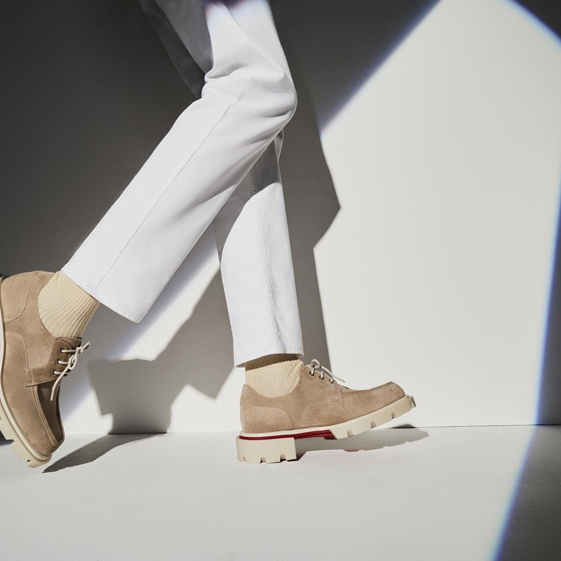 Christian Louboutin o1s1wg111024 Leather Shoes in Light Brown & Red Size US 13 / EU 46 - 3 Thumbnail