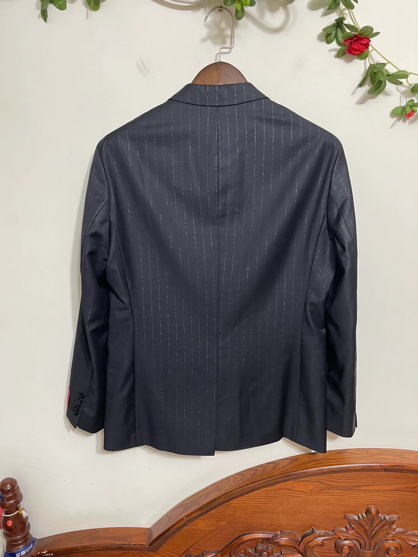Hugo Boss Black Pinstripe Formal Suit Jacket Size US M / EU 48-50 / 2 - 2 Thumbnail