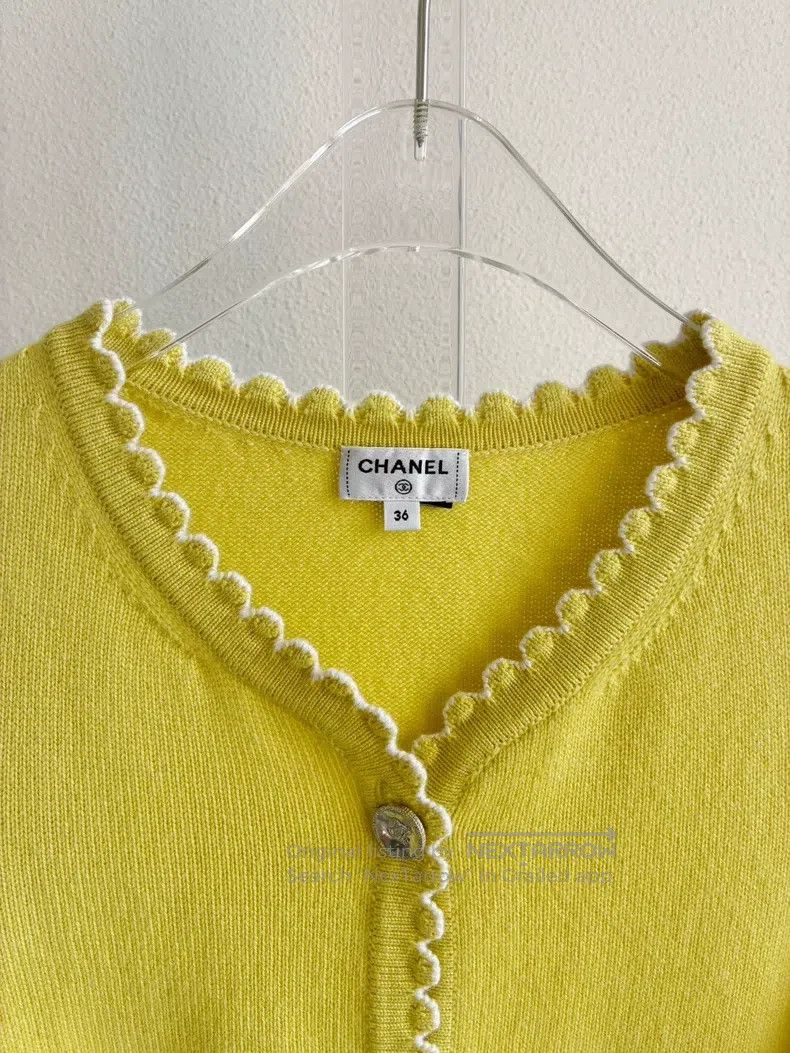 Chanel Chanel 25c wavy yellow cashmere knitted cardigan coat Size XS / US 0-2 / IT 36-38 - 4 Thumbnail