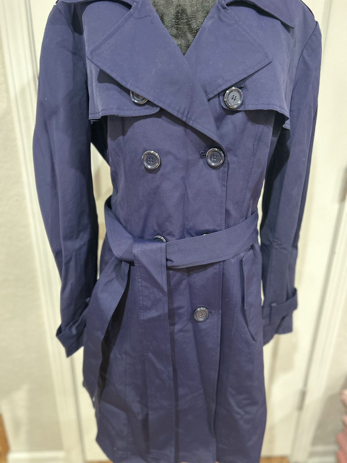 Other New York & Company Navy Blue Button Up Trench Coat Size XL / US 12-14 / IT 48-50 - 4 Thumbnail