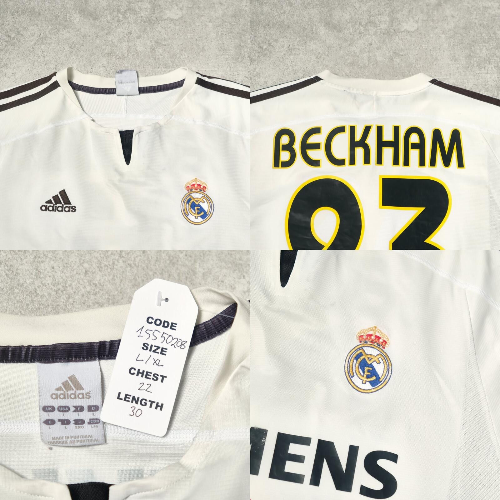 Adidas 2003/04 Real Madrid Home Shirt Adidas Beckham (L) Size US L / EU 52-54 / 3 - 5 Thumbnail
