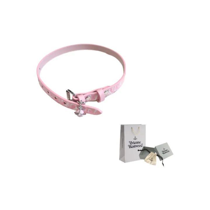 Vivienne Westwood Vivienne Westwood Pink Leather Choker with Saturn Pendant Size ONE SIZE - 7 Thumbnail