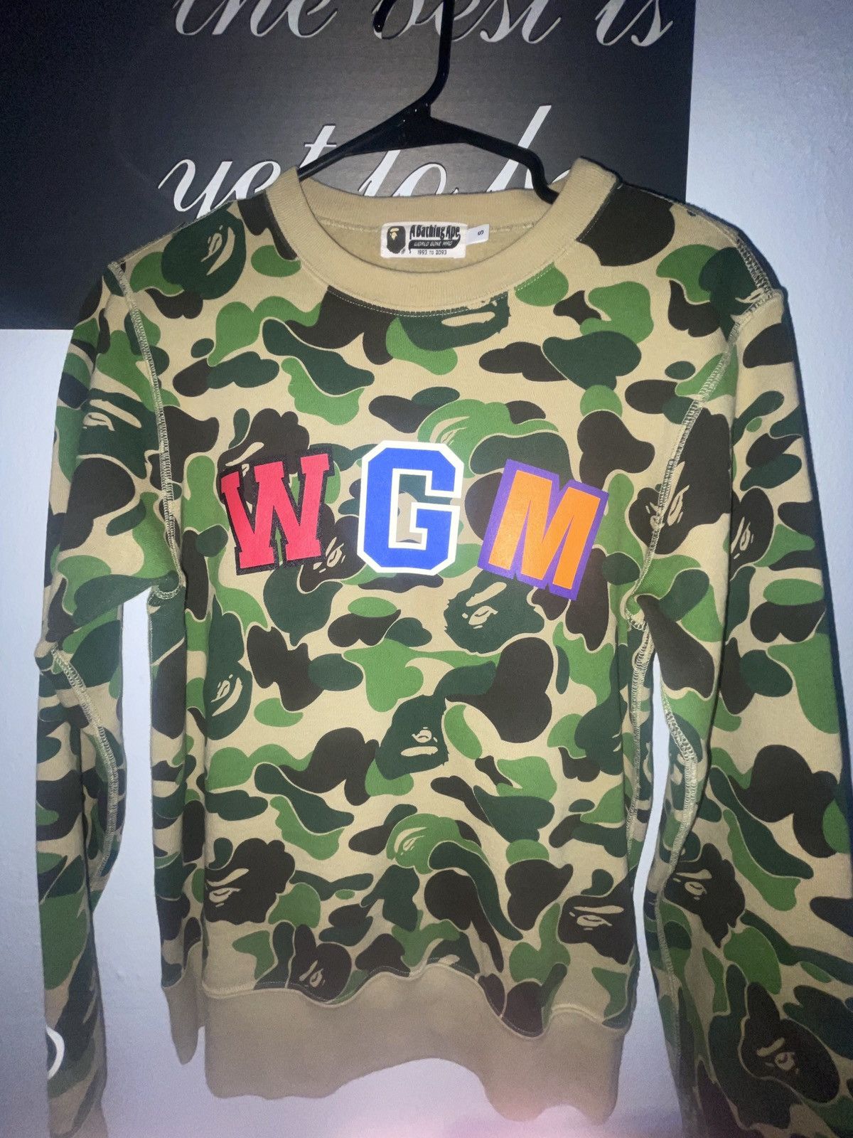 Image of Bape Abc Camo Shark Crewneck in Green, Men's (Size Small)