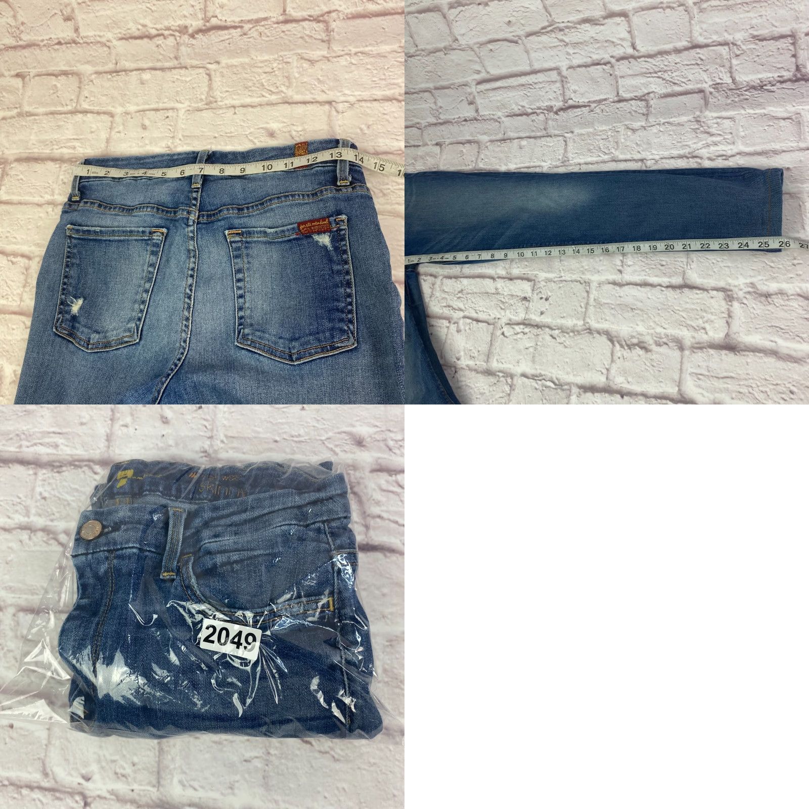 7 For All Mankind VINTAGE 7 For All Mankind Womens High Waist Skinny Jeans 29 Blue Stretch Ankle - Mens? Size 29" - 8 Thumbnail
