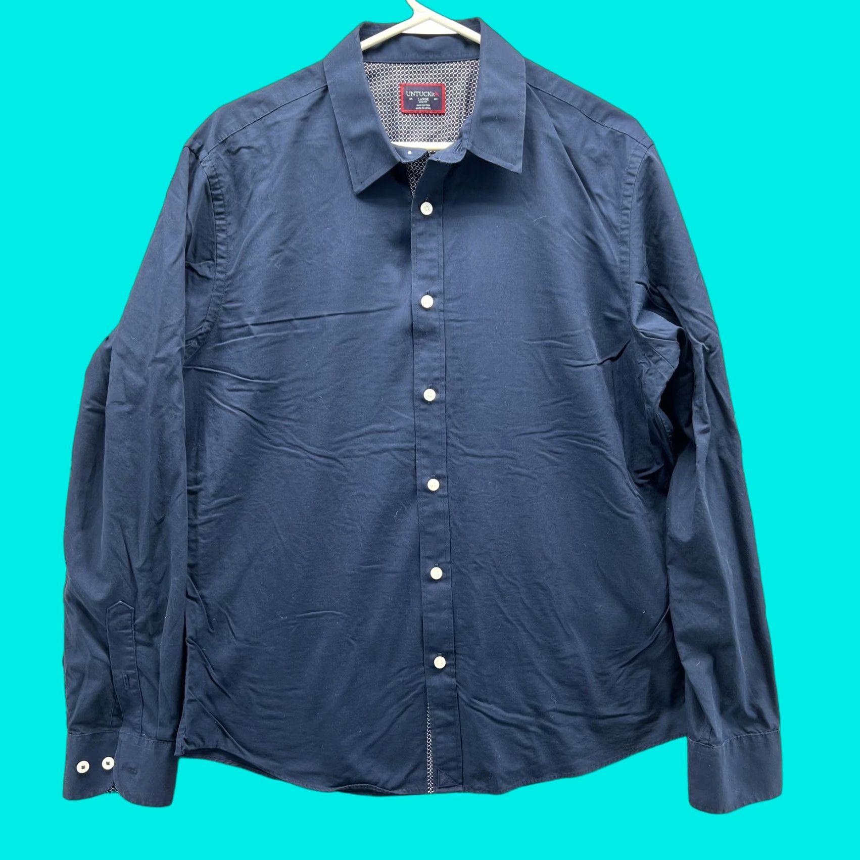 UNTUCKit UNTUCKit Shirt Mens Large Blue Solid Long Sleeve Button Front Slim Fit Casual Size US L / EU 52-54 / 3 - 1 Thumbnail