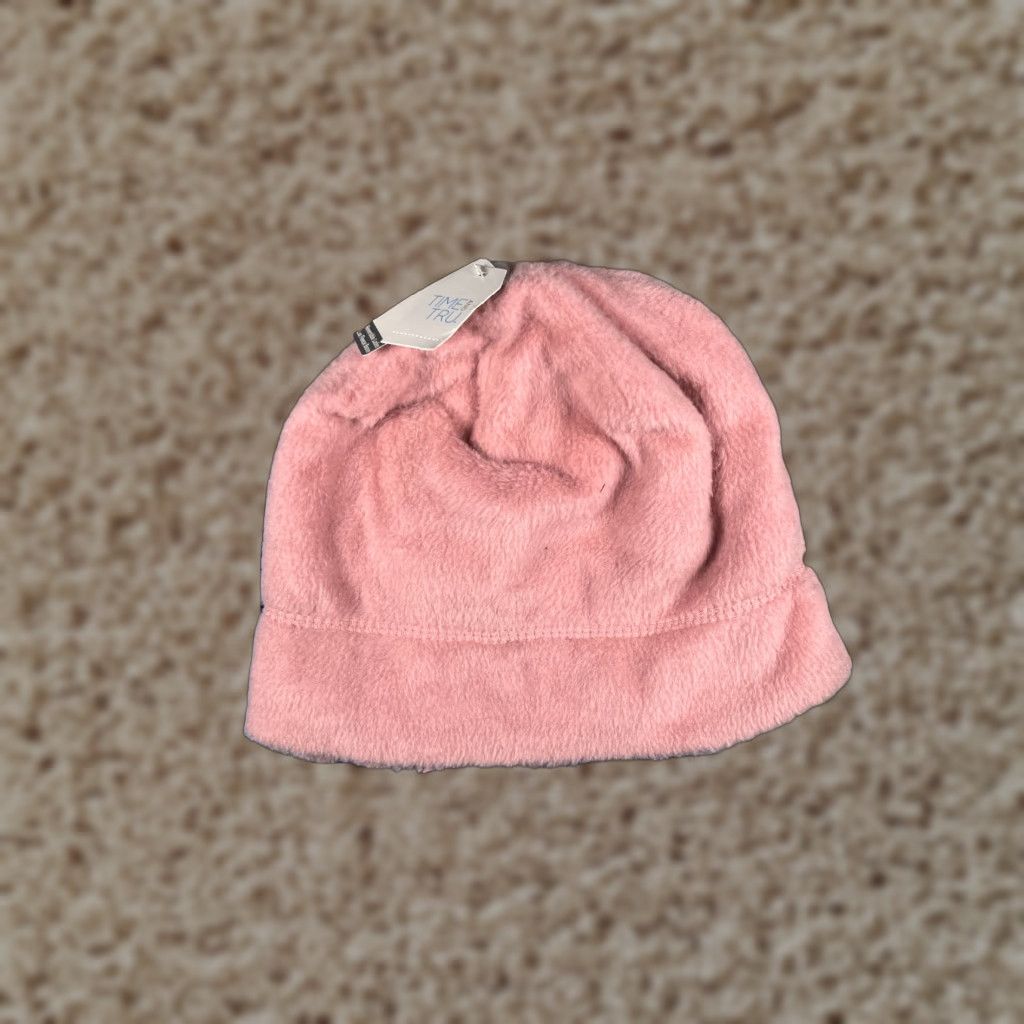 Vintage Time And Tru Beanie Womens One Size Pink Knit Polyester Faux Fur Hat Size ONE SIZE - 1 Thumbnail