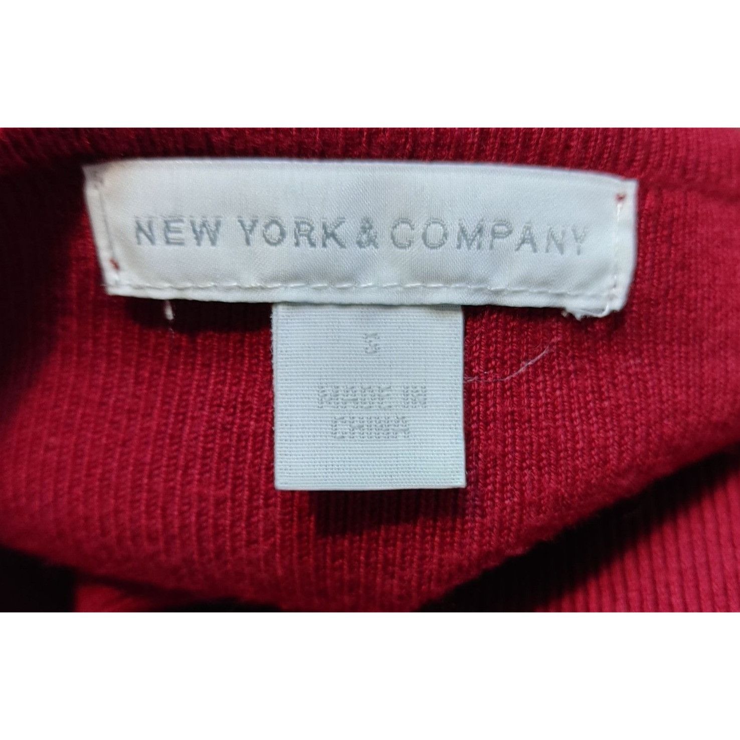Other New York & Company Women's Knitted/Woven Red Ruffled Sleeve Size S / US 4 / IT 40 - 3 Thumbnail