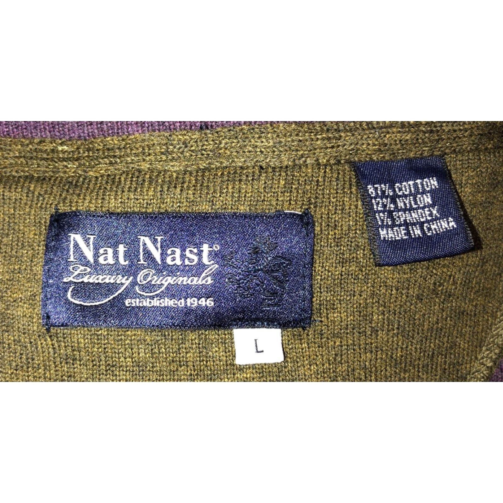 Nat Nast Nat Nast Mens 1/4 Zip Cotton/Nylon Sweater Size L Green Sweater Mens L 1/4 Zip Cotton Blend Size US L / EU 52-54 / 3 - 6 Thumbnail