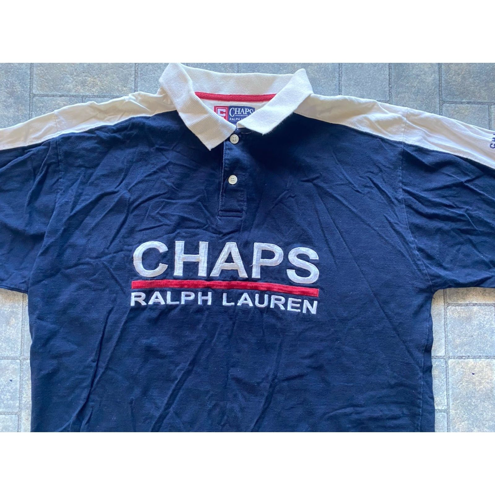 Polo Ralph Lauren VTG Chaps Polo Ralph Lauren Polo Rugby Shirt Navy Blue 100% Cotton Large L Men Shirts Logo Decade: 90s Size US L / EU 52-54 / 3 - 4 Thumbnail