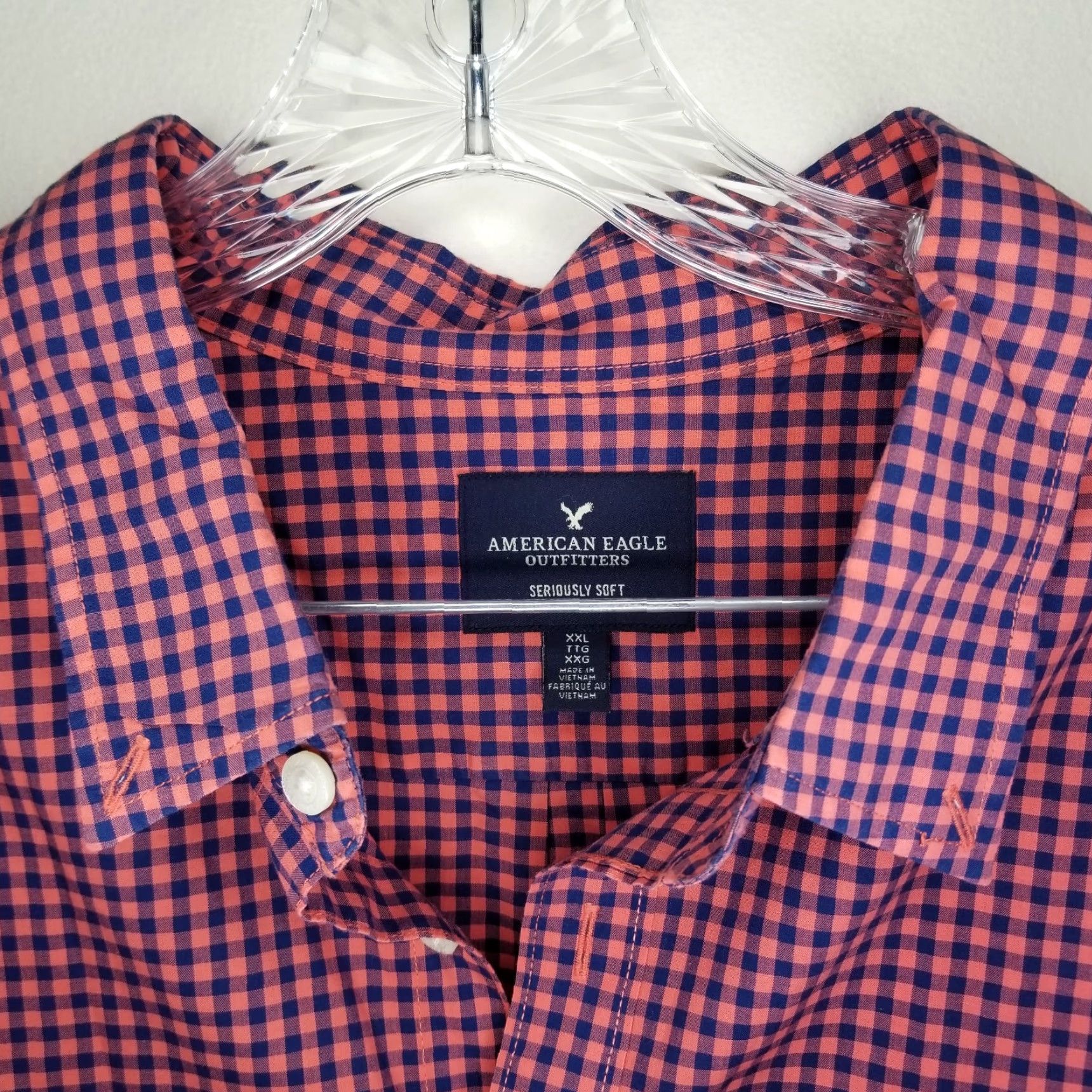American Eagle Outfitters American Eagle Mens Shirt 2XL Pink Blue Long Sleeve Button Up Size US XXL / EU 58 / 5 - 3 Thumbnail