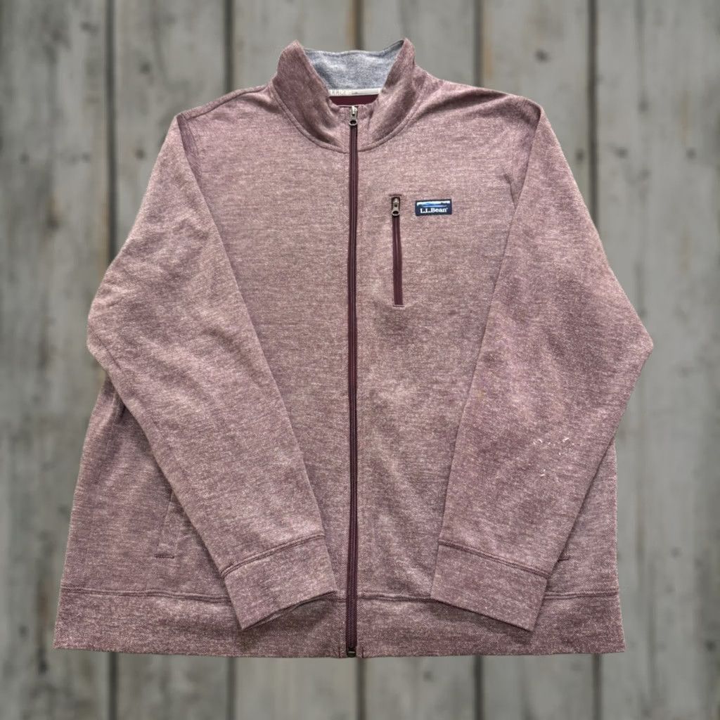 Vintage L.L.Bean Full-zip Jacket Men XL Maroon Cotton Lightweight Traditional Fit Red Cotton Blend Distressed Basic Jacket Mens XL Size US XL / EU 56 / 4 - 1 Thumbnail