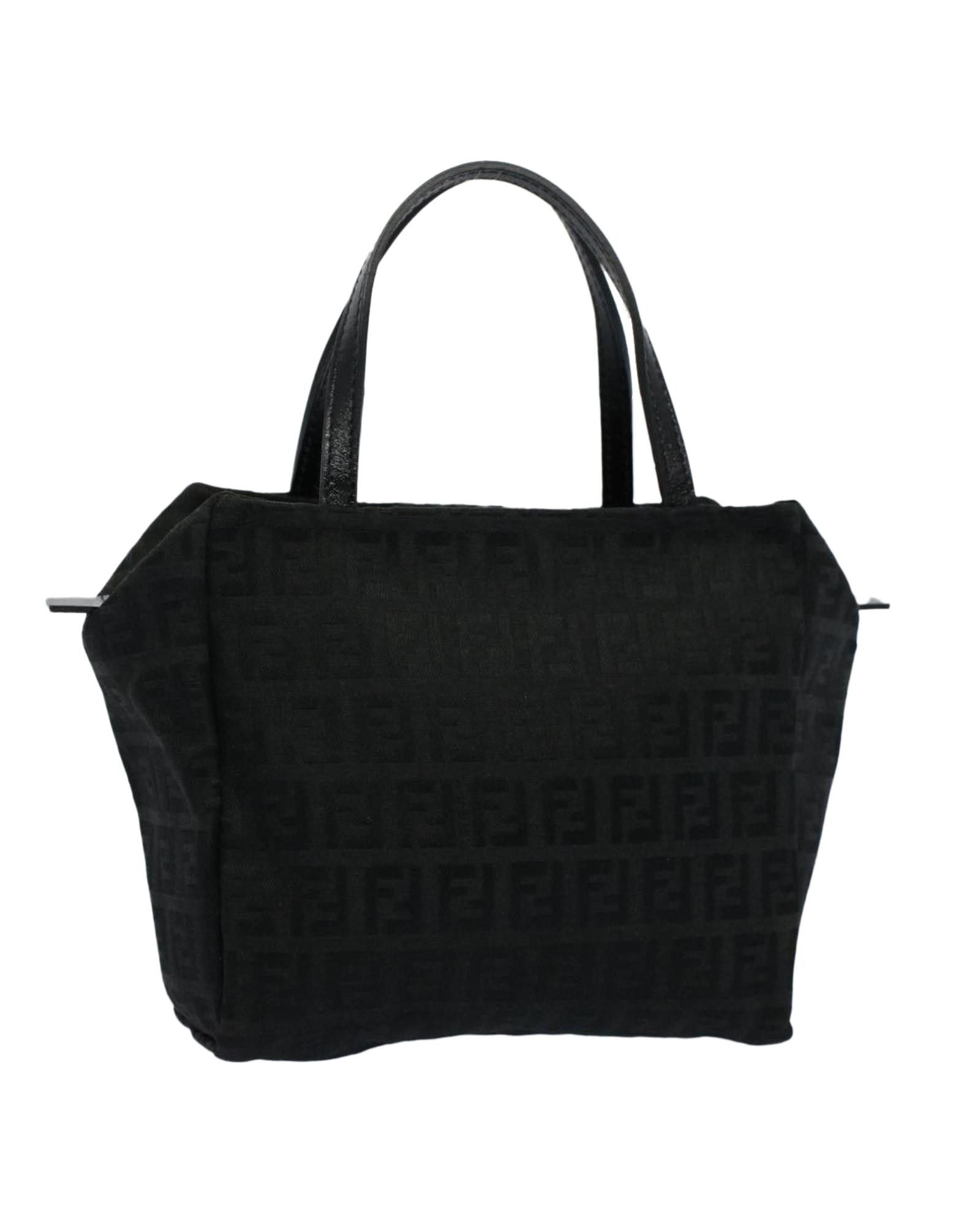 image of Fendi Sophisticated Zucchino Pattern Handbag in Black, Women's