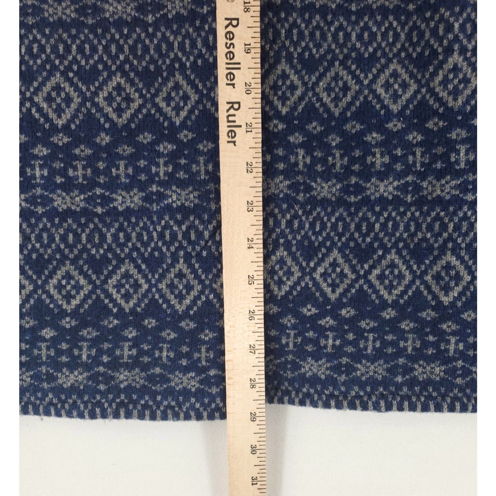 Lands' End Lands' End Canvas Cardigan Sweater 100% Lambswool Fair Isle Blue Womens L Size L / US 10 / IT 46 - 5 Thumbnail