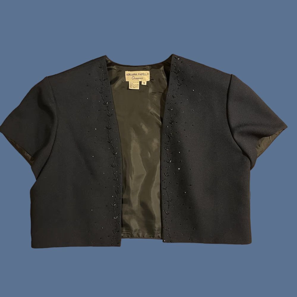 Adrianna Papell VINTAGE Adrianna Papell Occasions Formal Bolero Beaded Jacket Women’s 16 Blue Displaying 80s Retro Bohemian Classic Designer Size XXL / US 16-18 / IT 52-54 - 1 Thumbnail