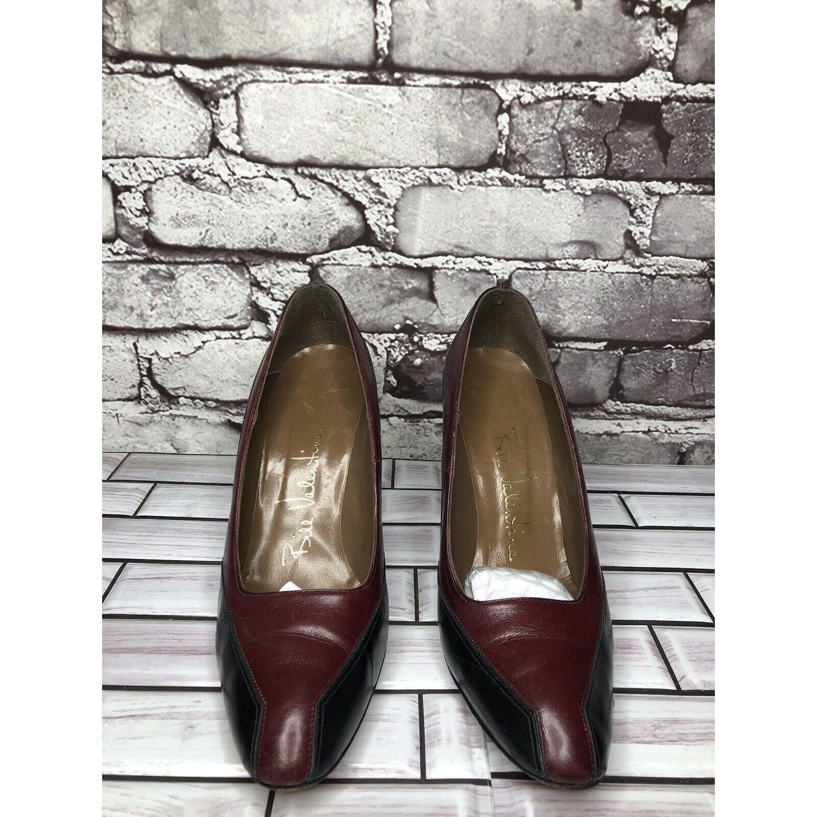 Other Bill Valentine VTG Burgundy Leather Slip On Classic Heels Wo Size US 7 / IT 37 - 21 Thumbnail