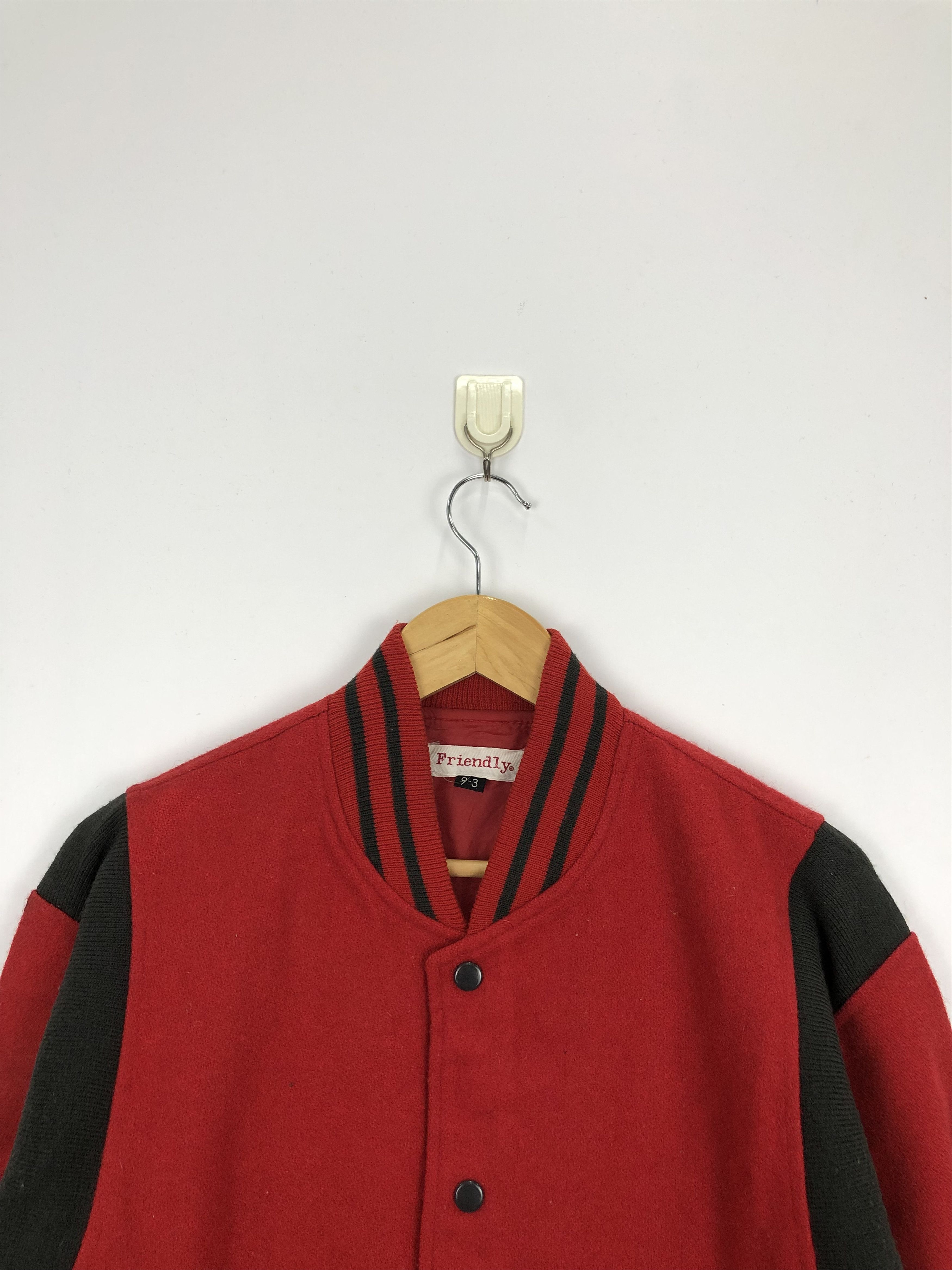 Japanese Brand Vintage 80s Japanese Brand Varsity Wool Jacket Red V0325 Size US M / EU 48-50 / 2 - 2 Thumbnail