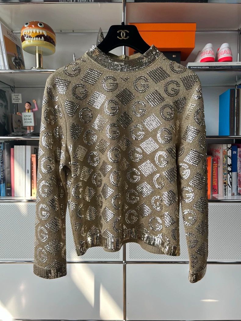 Gucci Gucci Glittering gold sequin letter long-sleeved knitted T Size US L / EU 52-54 / 3 - 1 Thumbnail