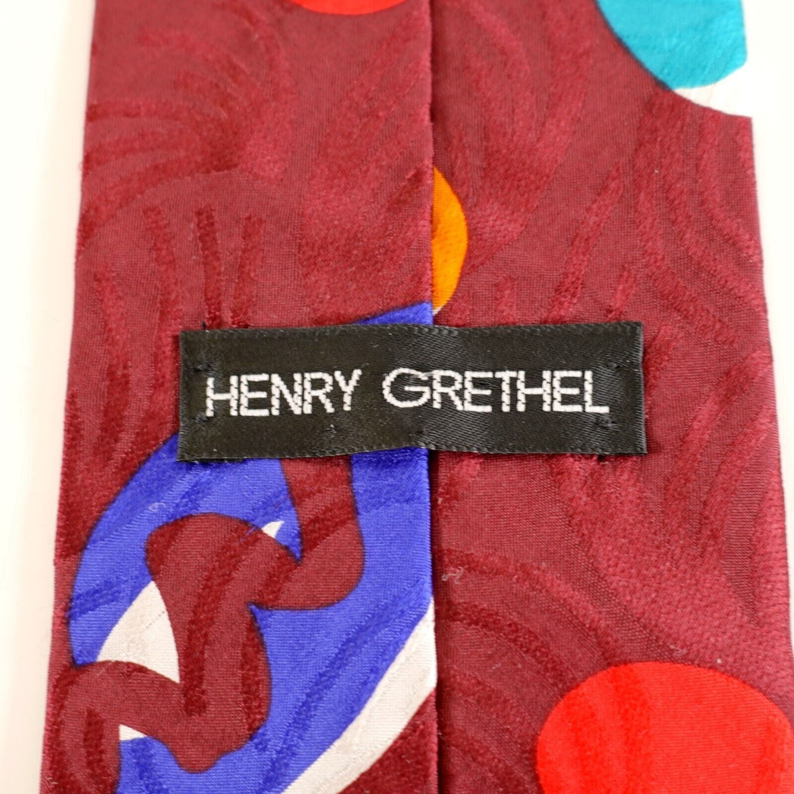 Henry Grethel Henry Grethel Red Abstract Jacquard Print Short Wide Silk Ti Size ONE SIZE - 3 Thumbnail