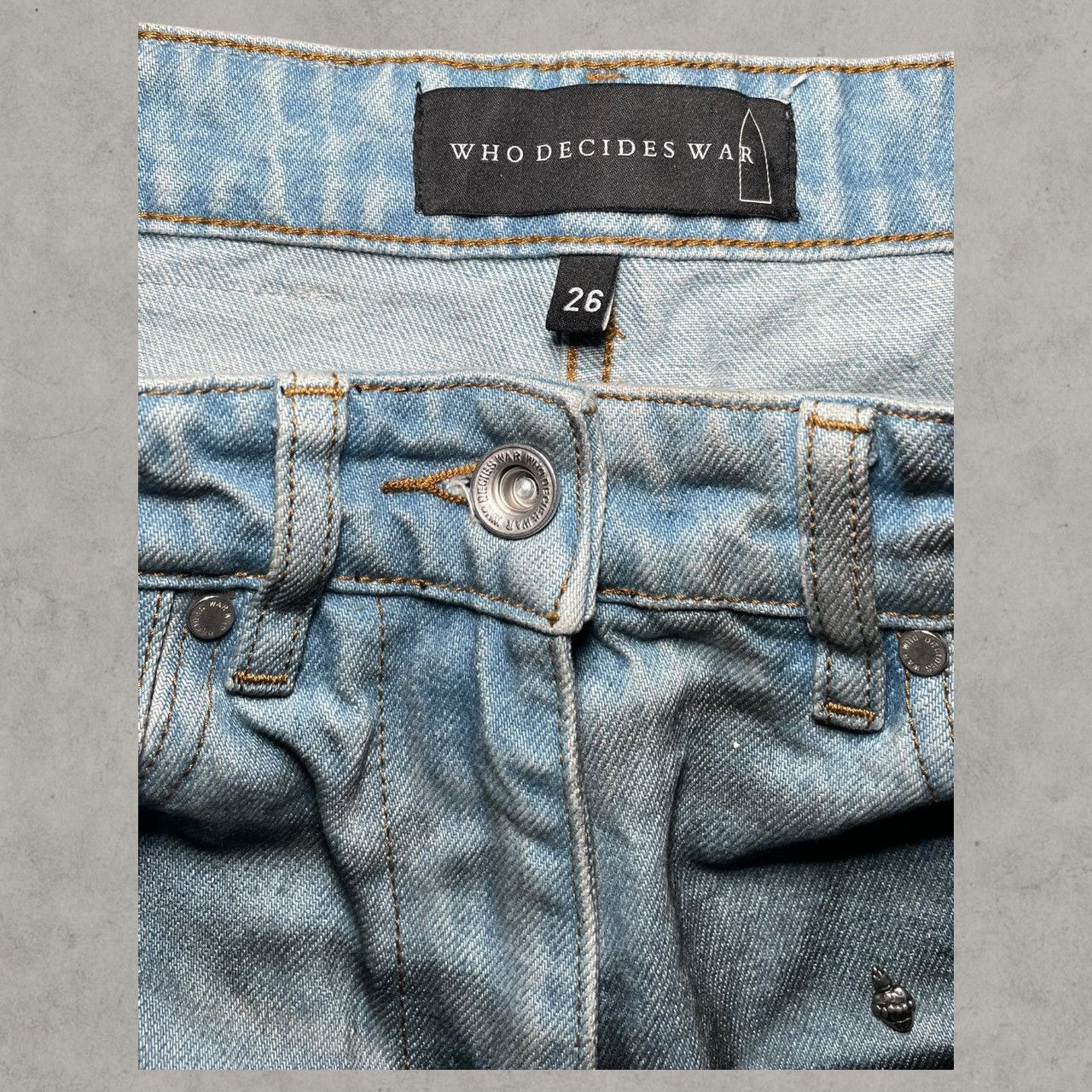 Who Decides War Who Decides War Graffiti Bondage Strap Wide Leg Jeans Sz 26 Size US 30 / EU 46 - 6 Thumbnail