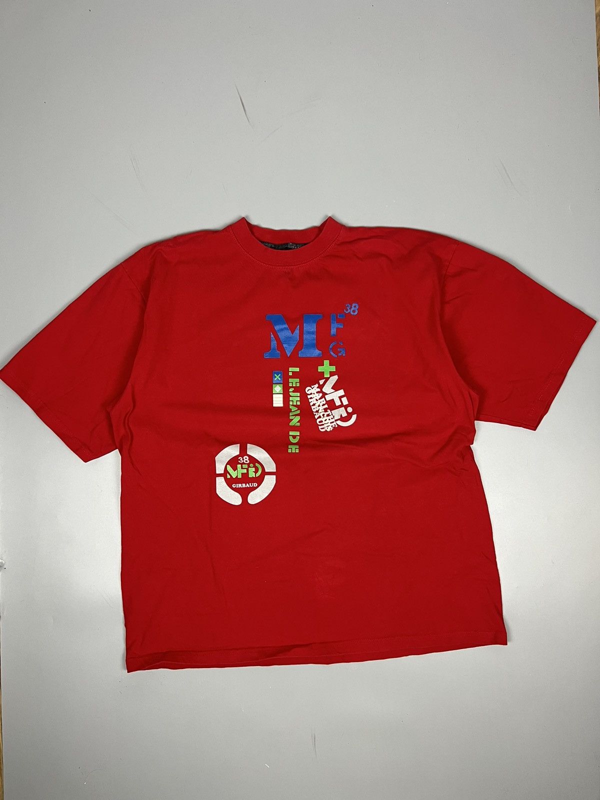 Marithe + Francois Girbaud Girbaud red big logo tshirt 90s Size US XL / EU 56 / 4 - 1 Thumbnail