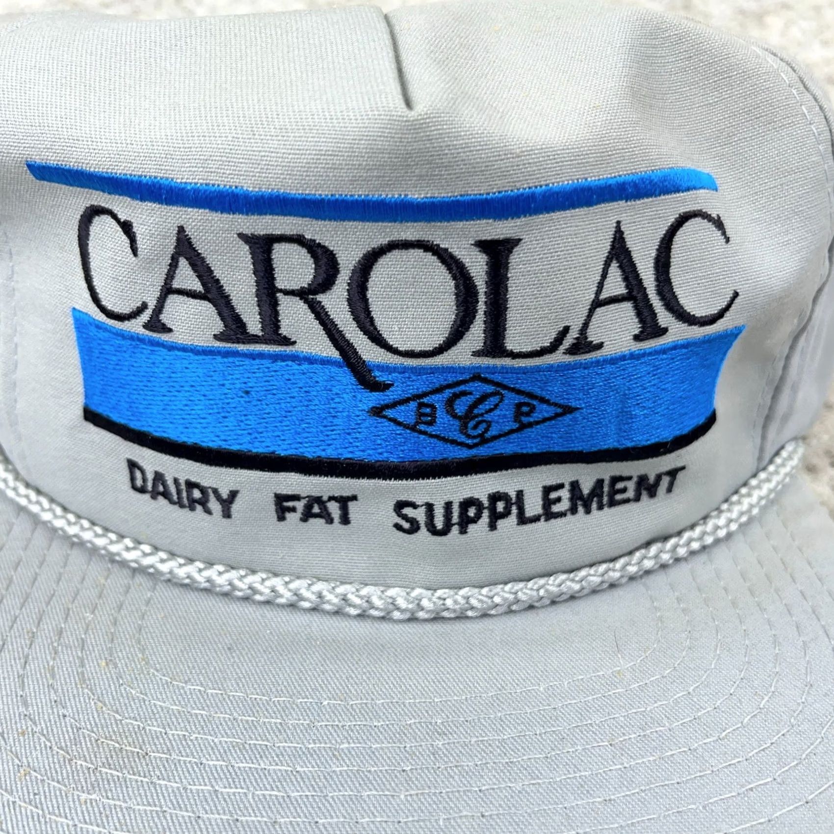 Roper VINTAGE Carolac Trucker Hat Cap Snapback Rope 80s 90s Farm Dairy HH Made In USA Gray Adjustable Mens Size ONE SIZE - 2 Thumbnail
