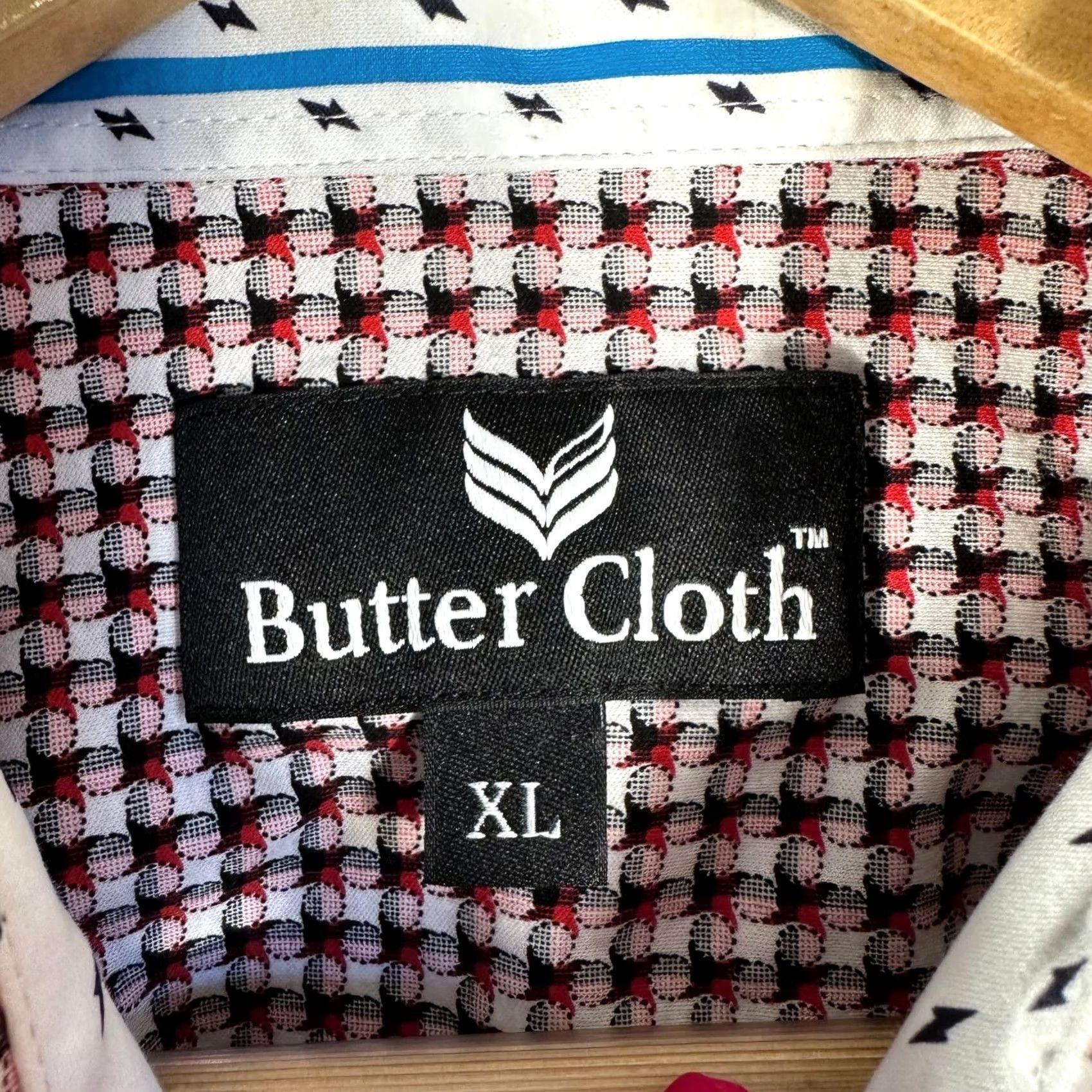 Buttero Butter Cloth Button-Up Shirt Geometric 100% Cotton Red Black Multicolor XL Mens Button Down Size US XL / EU 56 / 4 - 7 Thumbnail