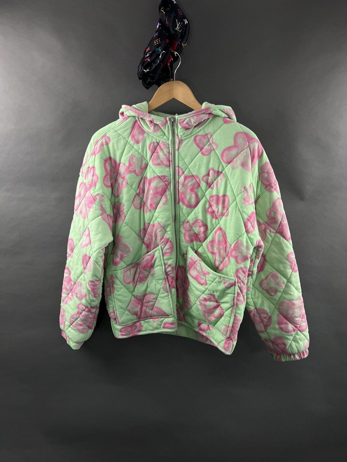Other Blanketed Abstract Floral Print Hooded Zip Up Quilted Jacket Size US M / EU 48-50 / 2 - 8 Thumbnail