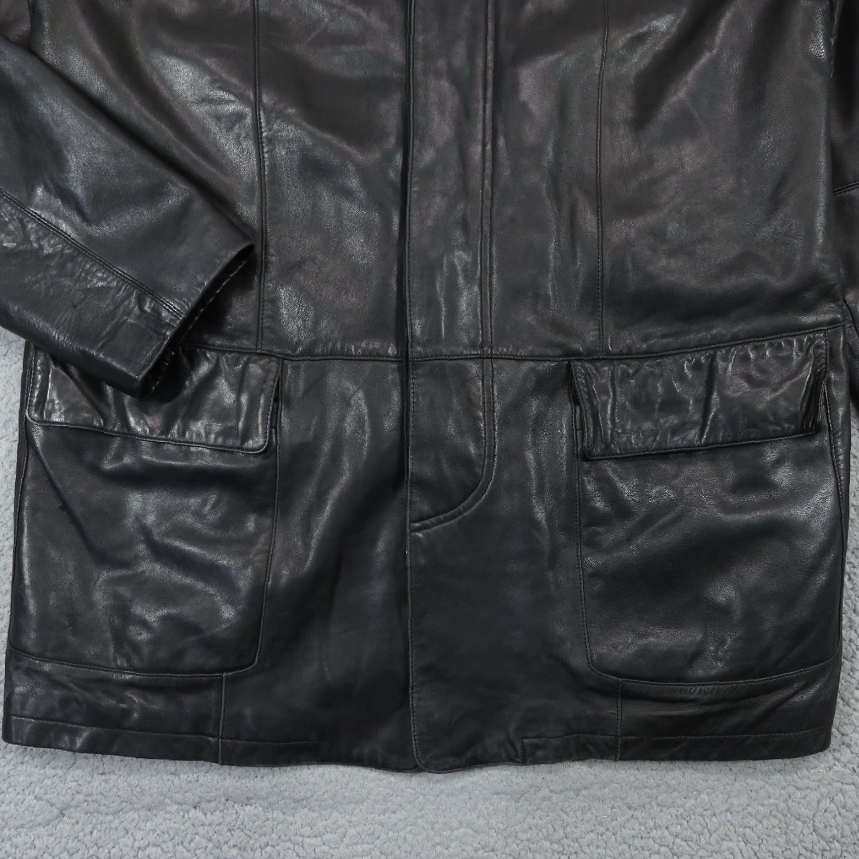 Vintage Jhane Barnes Leather Jacket Mens 42 Black Lambskin Overcoat 4 Button Lined Lamb Coat - Vintage? No Size US XS / EU 42 / 0 - 2 Thumbnail