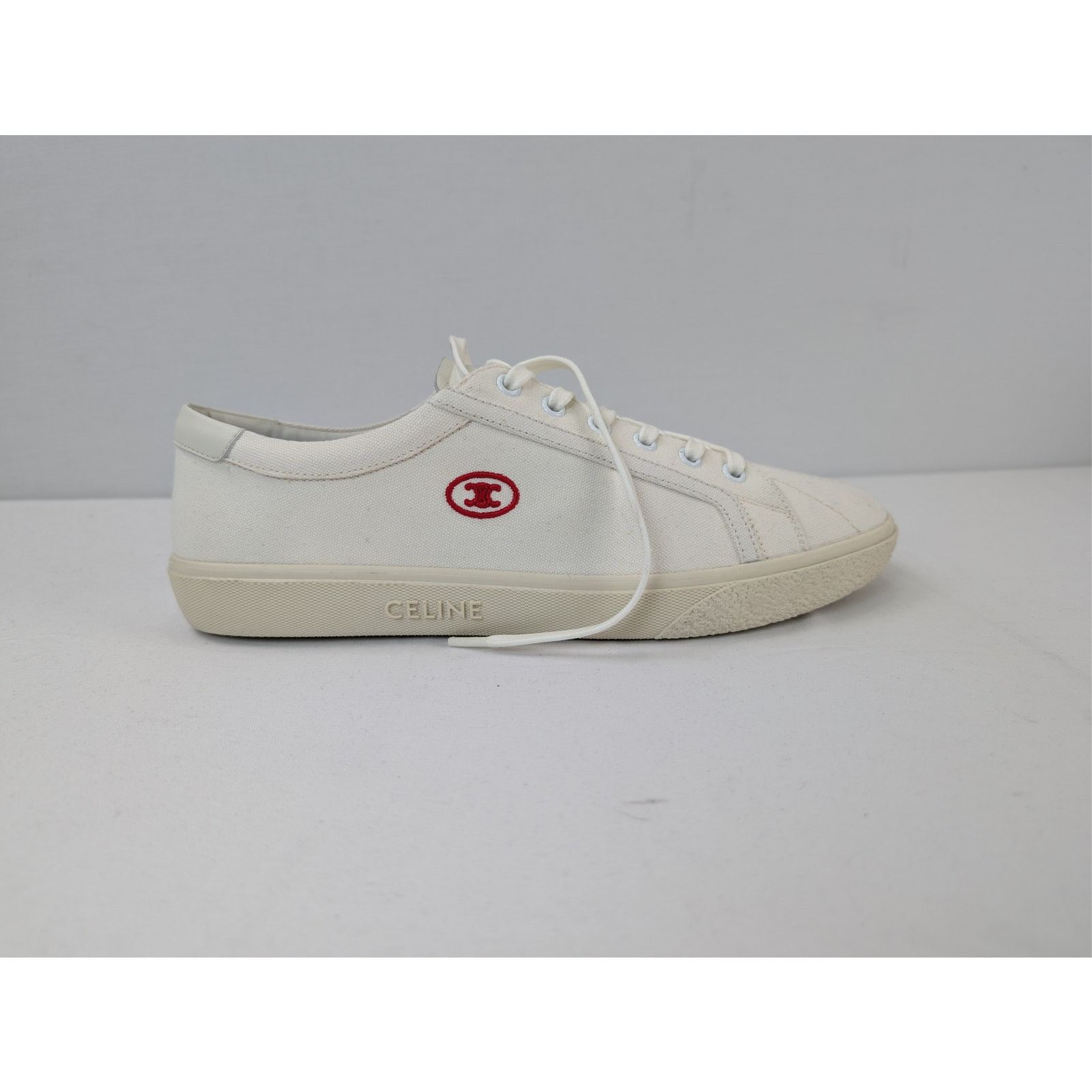 Celine o1rshd1 Canvas & Calfskin Low top Sneakers in White Size US 10 / EU 43 - 4 Thumbnail