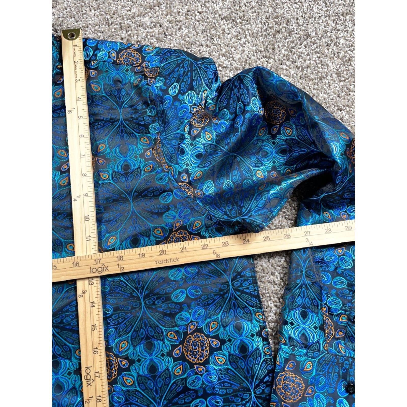 Gloverall Hi-Tie Sh​irt Adult XL Blue Paisley Pattern Bohemian Hippie Retro Casual Button-Up Shirt Mens XL Size US XL / EU 56 / 4 - 6 Thumbnail
