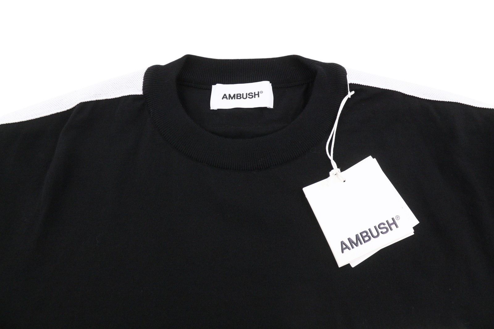 Ambush Design TAPED KNIT L Black Wool Blend Knit Crew Neck Pullover 87671 Size US L / EU 52-54 / 3 - 4 Thumbnail